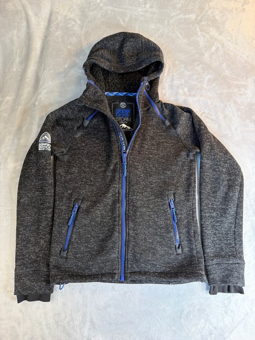 Superdry Storm Double Zip Hoodie Jacket Gray Blue Men's Size Small